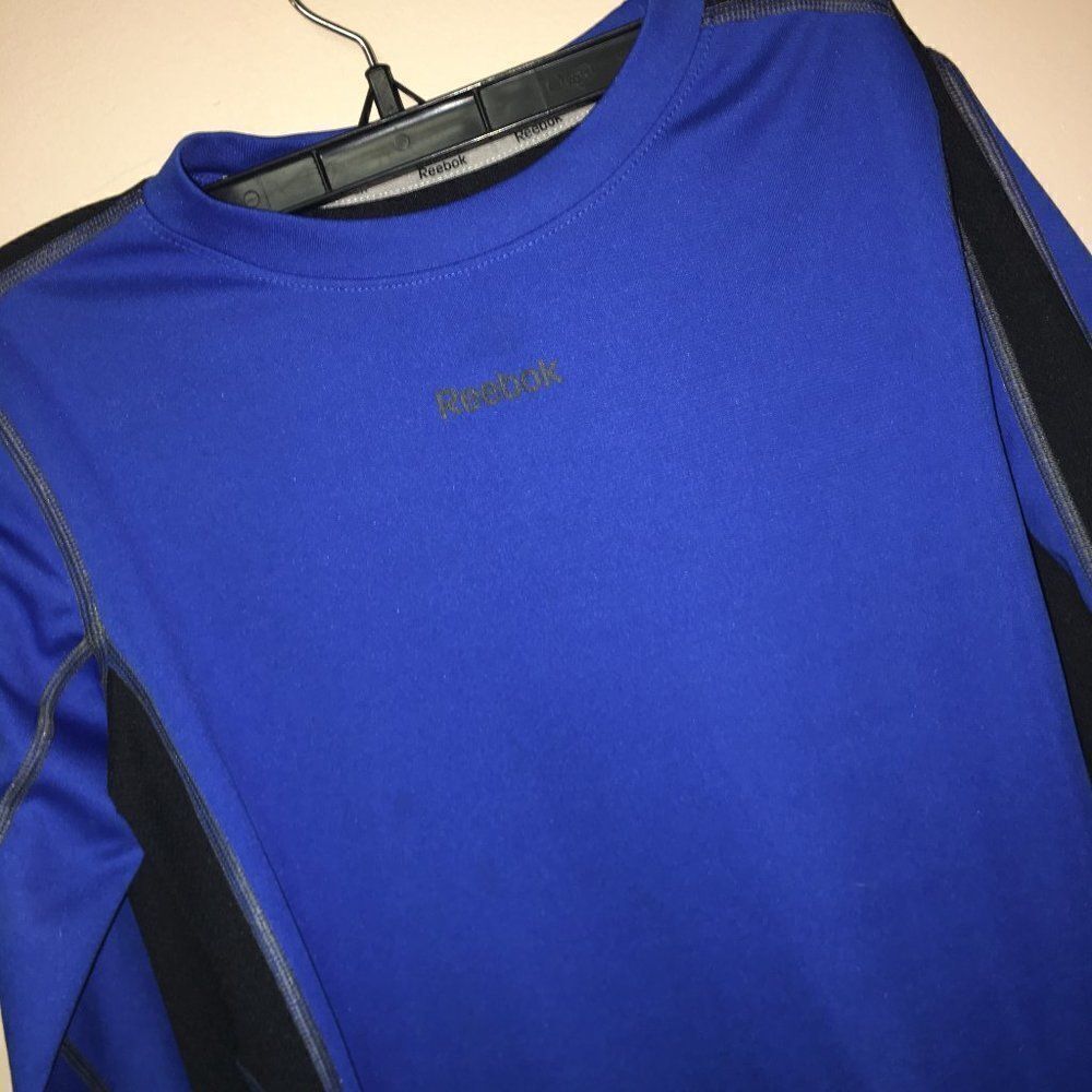 Reebok Blue/Black Athletic Long Sleeve Shirt Small